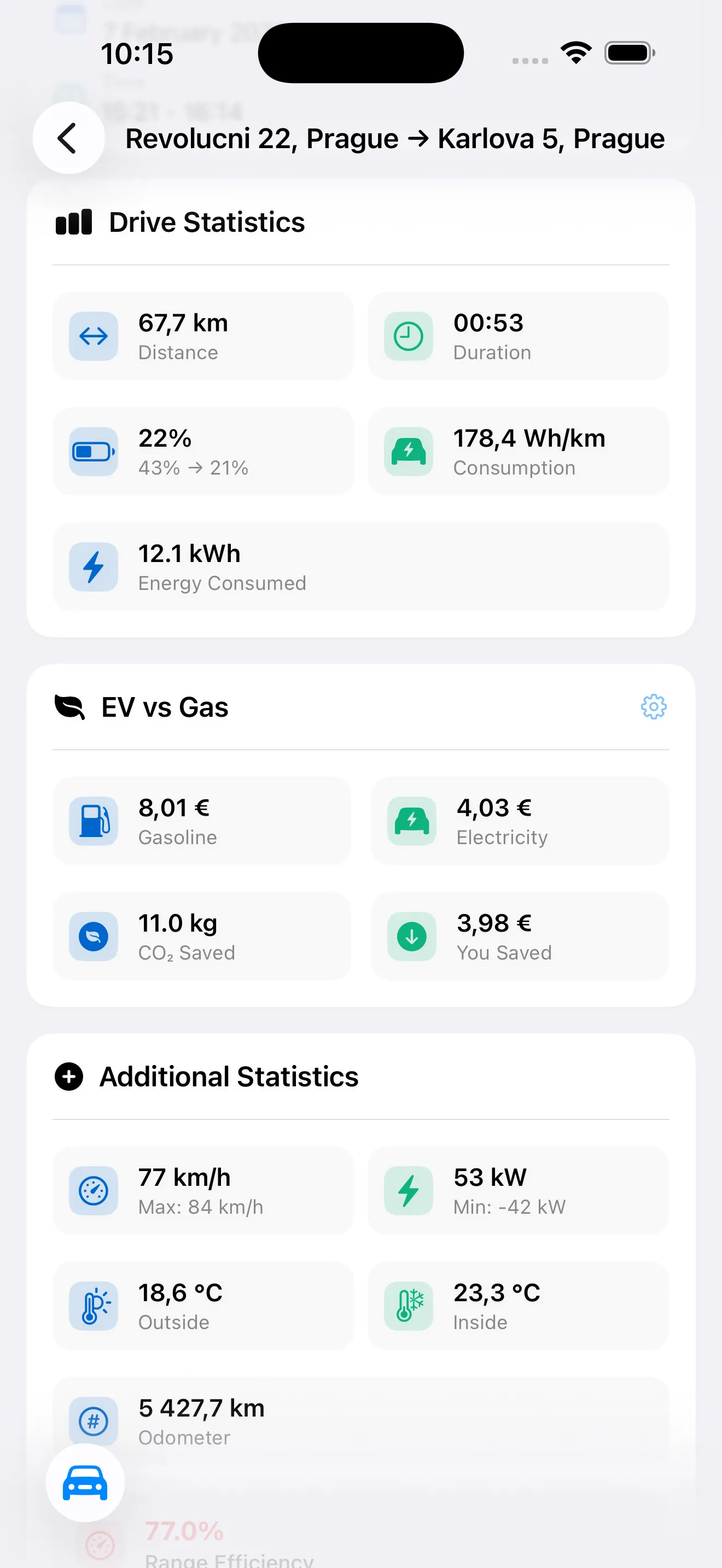 HedgieMate EV Savings Calculator comparing electricity costs against gas spending for Tesla